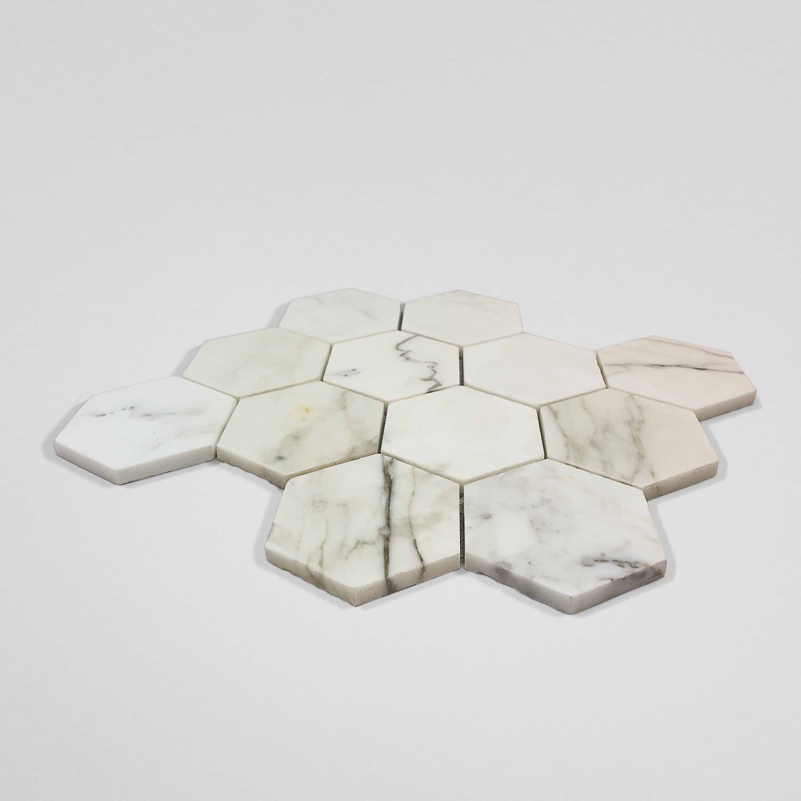 Calacatta Gold Hexagon 3x3 Honed Mosaic