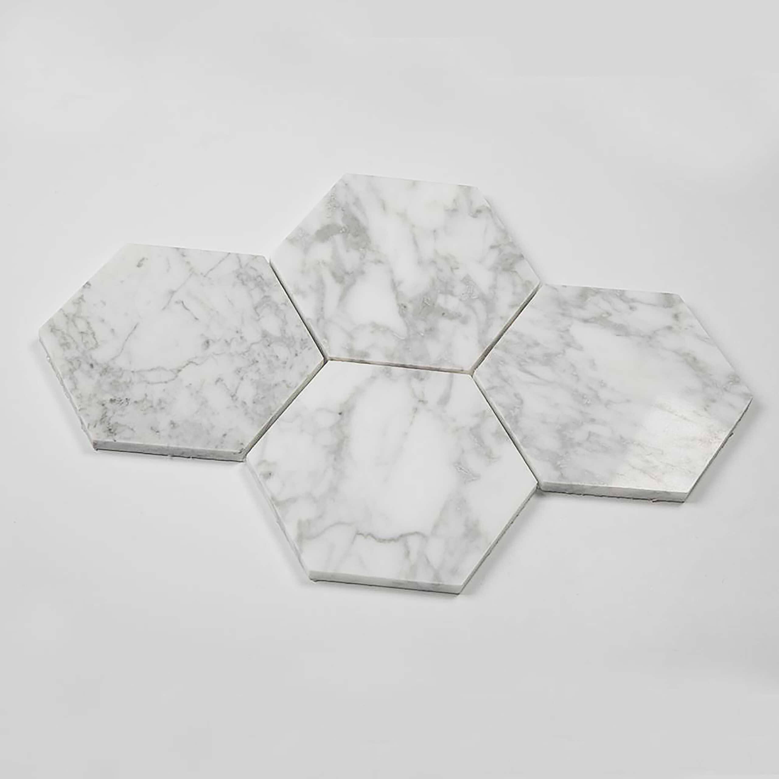 Carrara 5x5 Hexagon Polished Marble, part of our Carrara Series