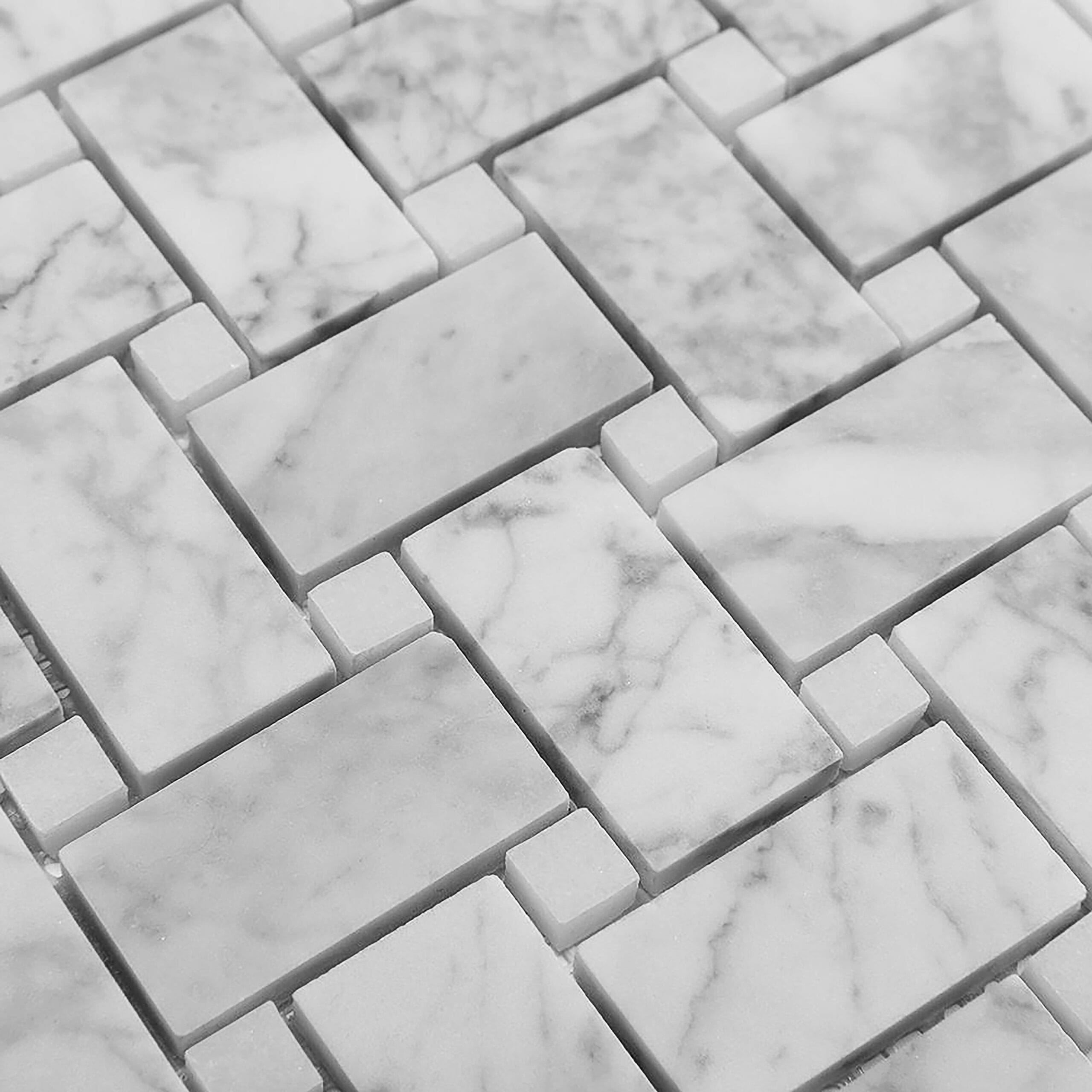 Carrara Basketweave White Polished Marble part of Carrara Series, image size:2560x2560
