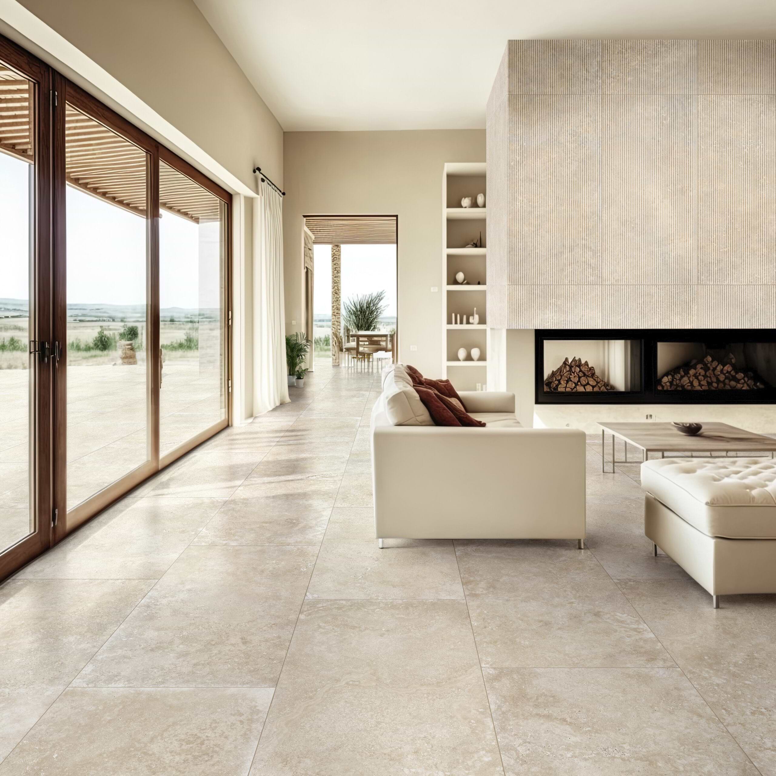 Lithica Travertino Bianco 24x48 Matte Porcelain Tile