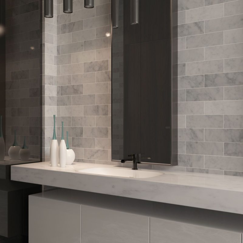 Carrara Tile Subway Tile 4x12 Polished Marble Room Finish