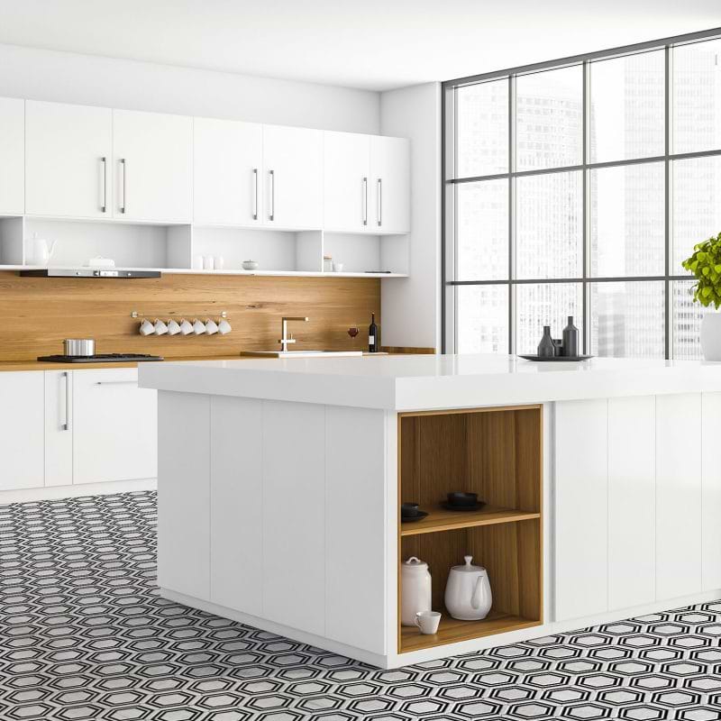 5x5 Mosaic Tile with Negro Marquina Strip