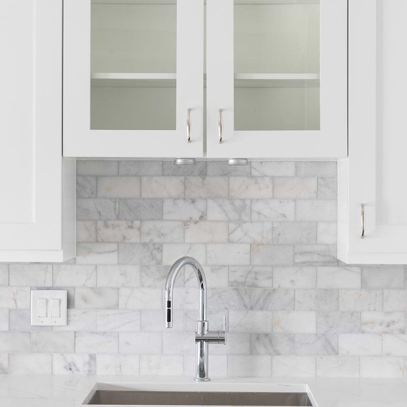 3x6 Subway Tile Marble Kitchen Backsplash