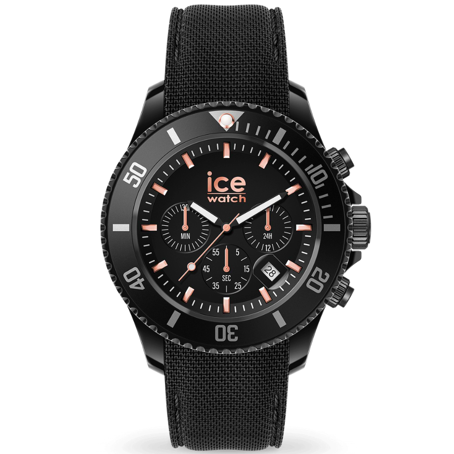 שעון יד לגבר אייס ווטש - ICE - chrono dark black rose gold - L - 020620