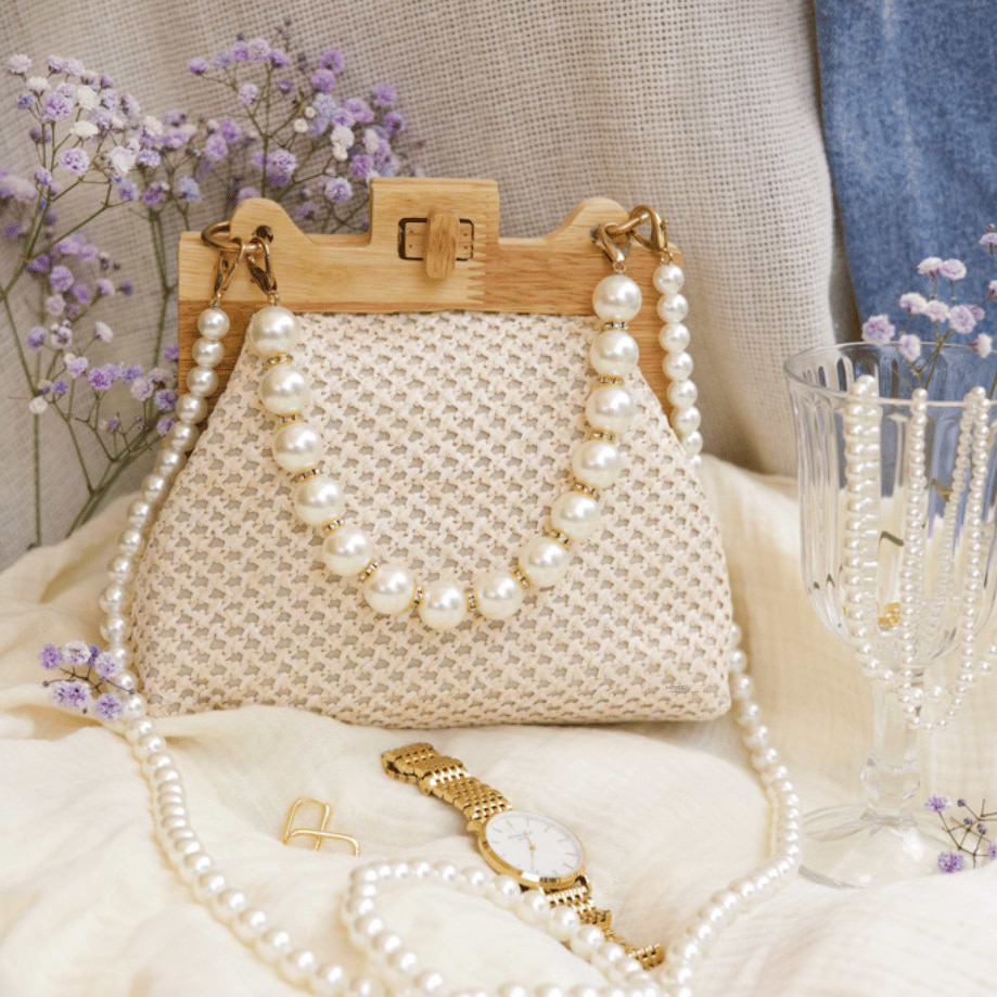 תיק צד ניוד משולב פנינים - Pearls bag