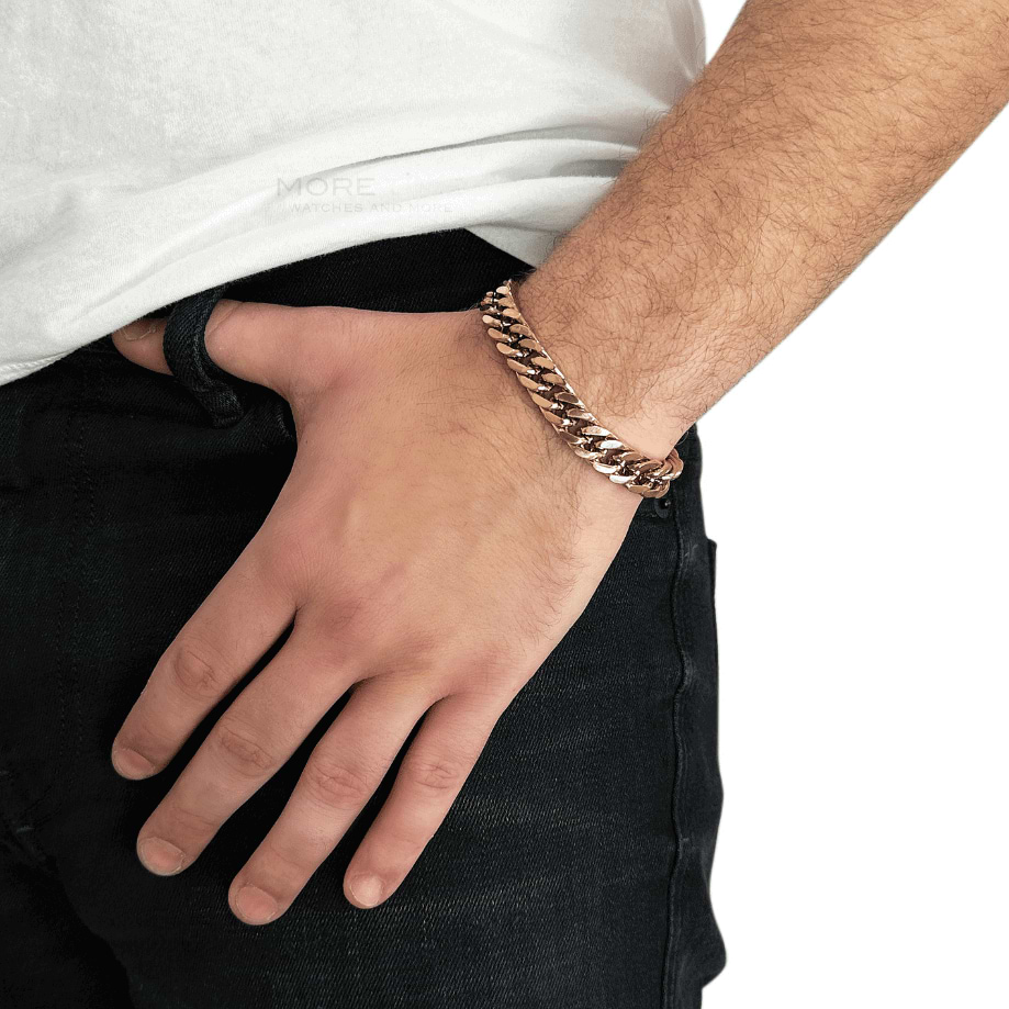 צמיד גורמט חוליות צפופות לגבר - רוז גולד 11 מ"מ