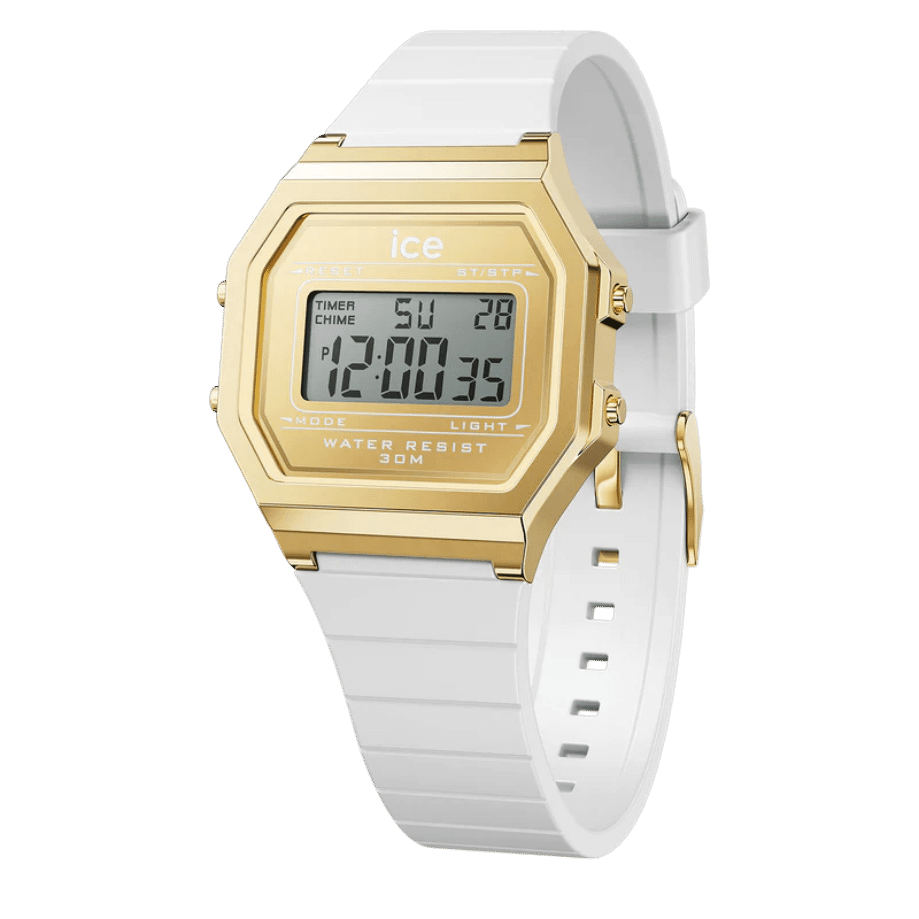 שעון יד דיגיטלי לאישה - 022049- ICE digit retro -white gold 