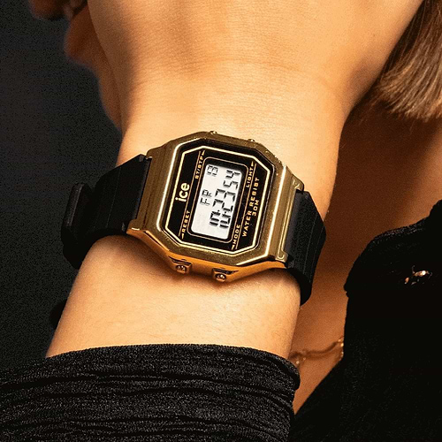 שעון יד דיגיטלי לאישה - 022064 - ICE digit retro -black gold 