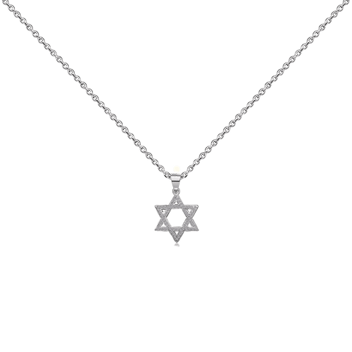 שרשרת תליון לגבר כסף 925 - דגם מגן דוד משובץ