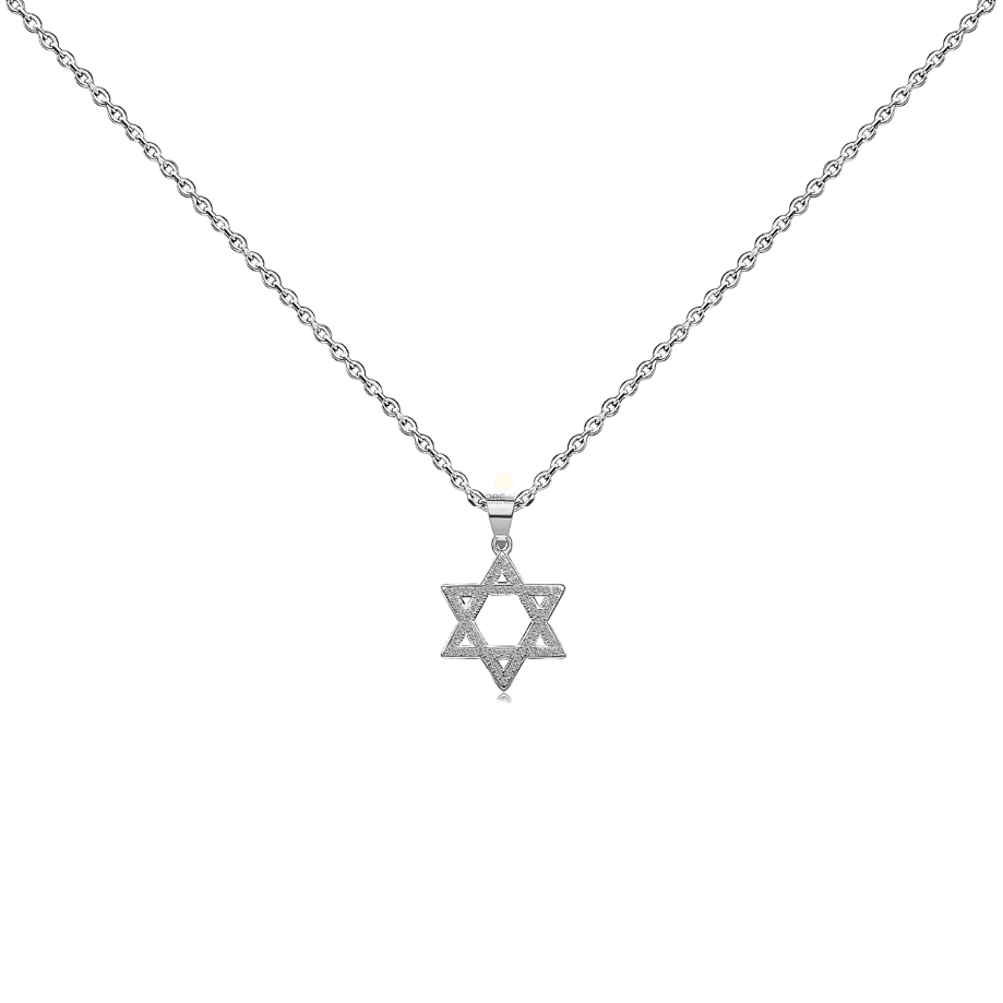 שרשרת תליון לגבר כסף 925 - דגם מגן דוד משובץ