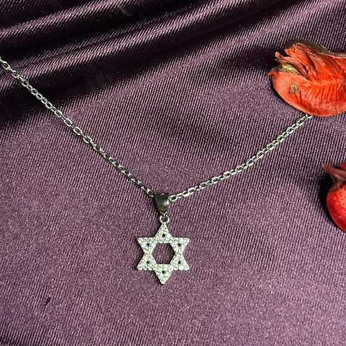 שרשרת מגן דוד משובץ