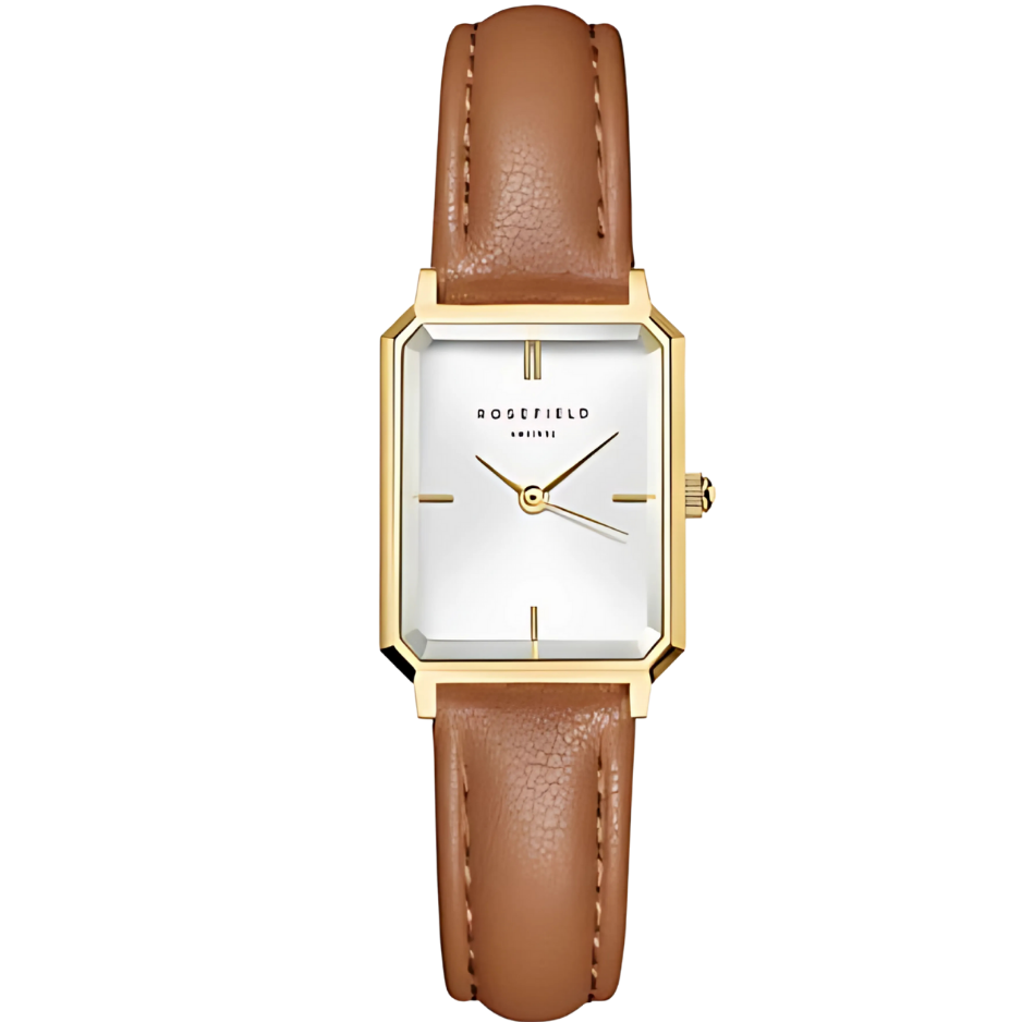 שעון יד לנשים רוספילד - Octagon XS Light Brown Leather Rosefield OWBLG-O85