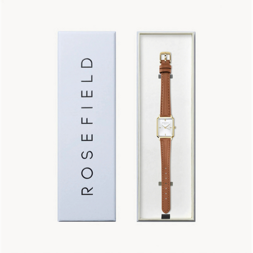 שעון יד לנשים רוספילד - Octagon XS Light Brown Leather Rosefield OWBLG-O85