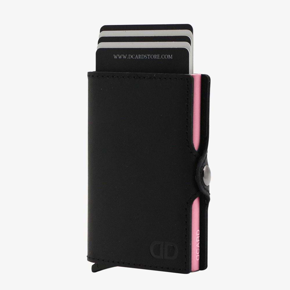 ארנק חכם לאישה - DCARD Leather Color Black-Pink