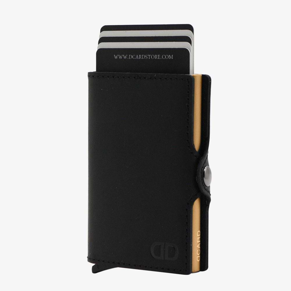 ארנק חכם לגבר - DCARD Leather Color Black-Gold