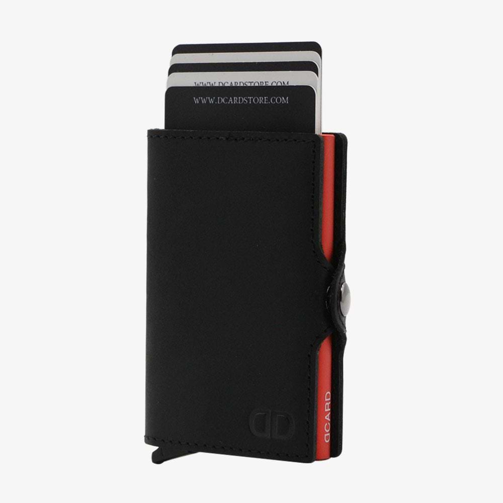 ארנק חכם לגבר - DCARD Leather Color Black-Red
