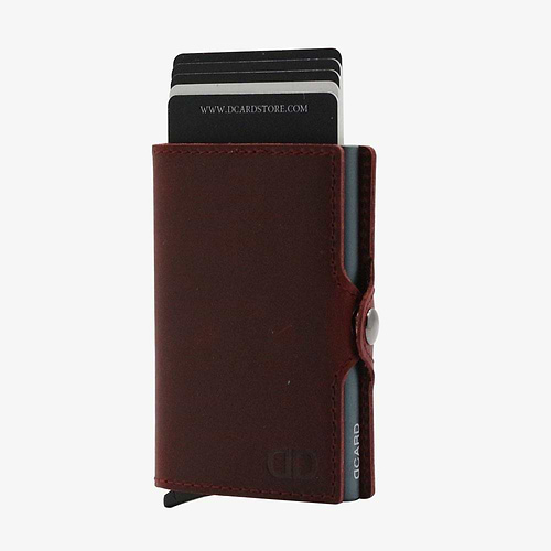 ארנק חכם לגבר - DCARD Leather Dark Red