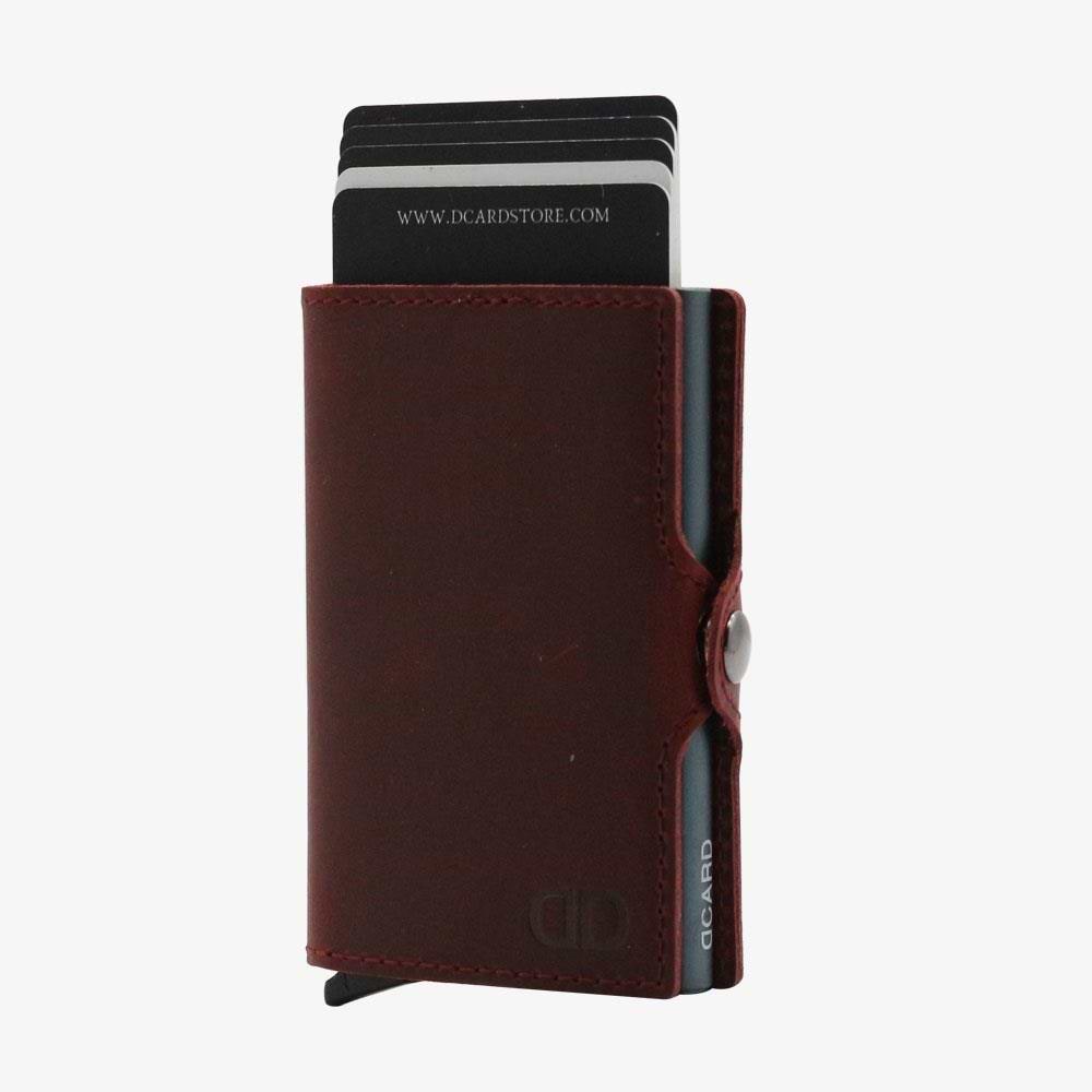 ארנק חכם לגבר - DCARD Leather Dark Red