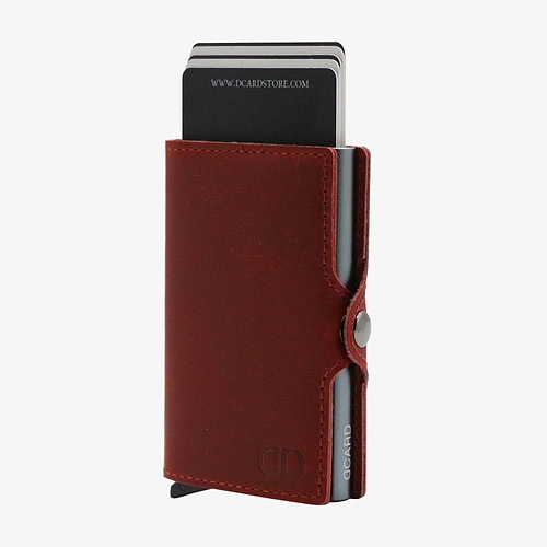 ארנק חכם לגבר - DCARD Leather Red