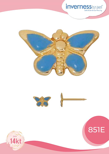 עגיל פרפר תכלת 14K
