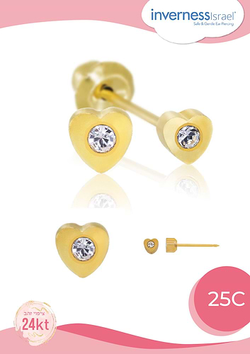 עגיל לב משובץ זרקון