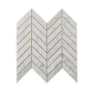Carrara Mosaic Chevron 1x4 Honed Marble