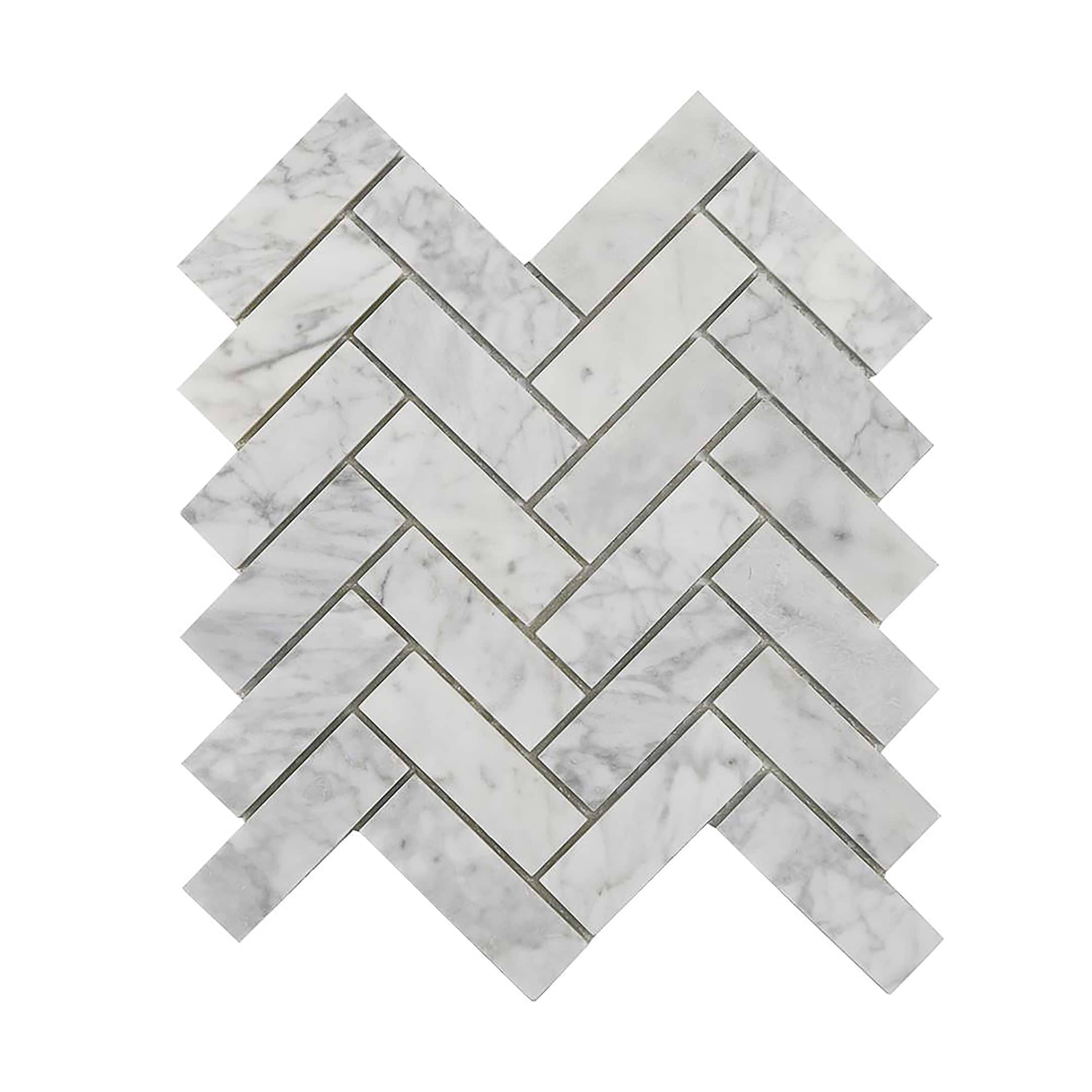 Carrara Mosaic Herringbone 1x3 Honed Marble