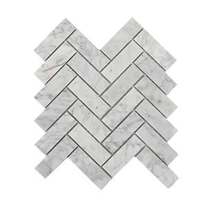 Carrara Mosaic Herringbone 1x3 Honedย Marble