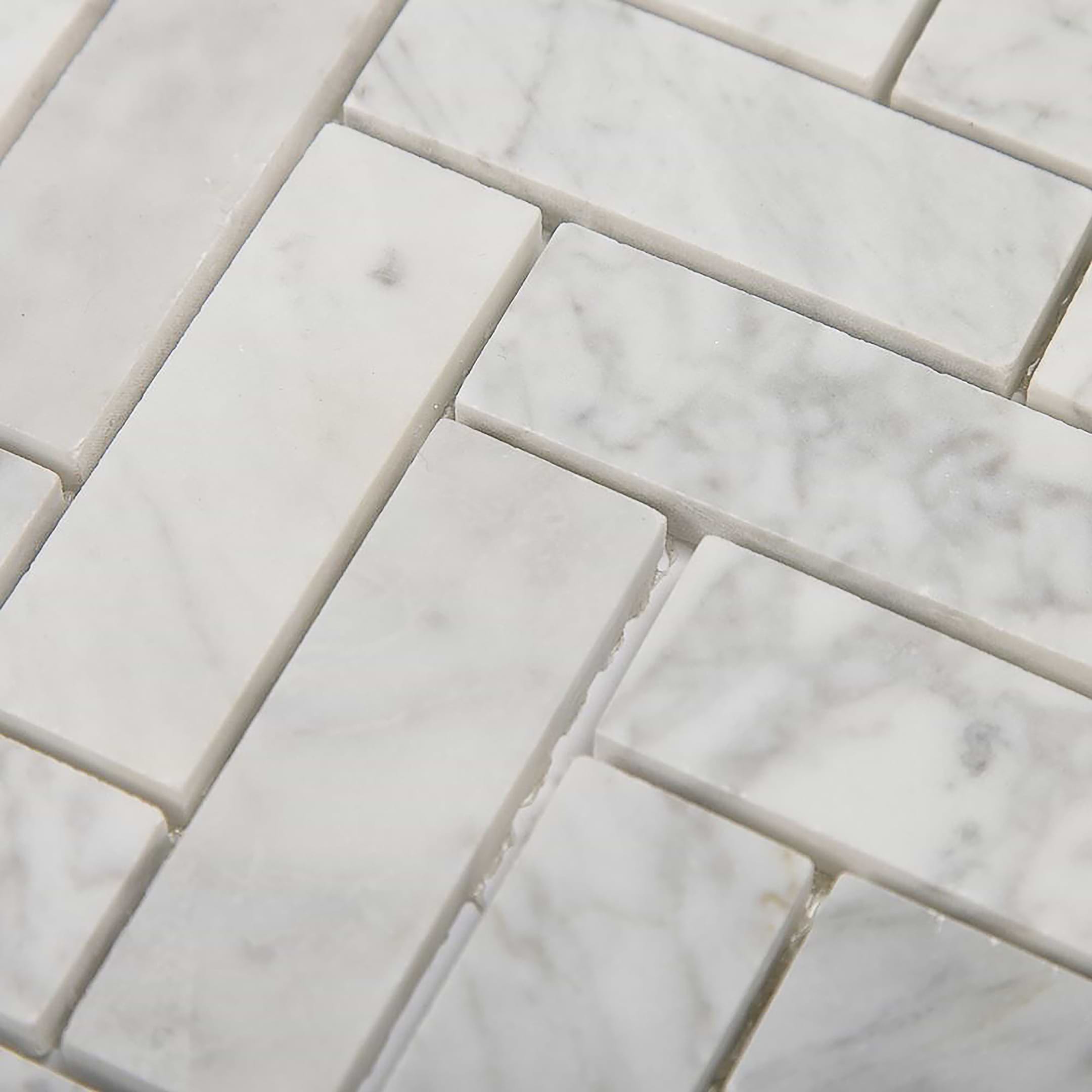 Carrara Mosaic Herringbone 1x3 Honed Marble - Image 3