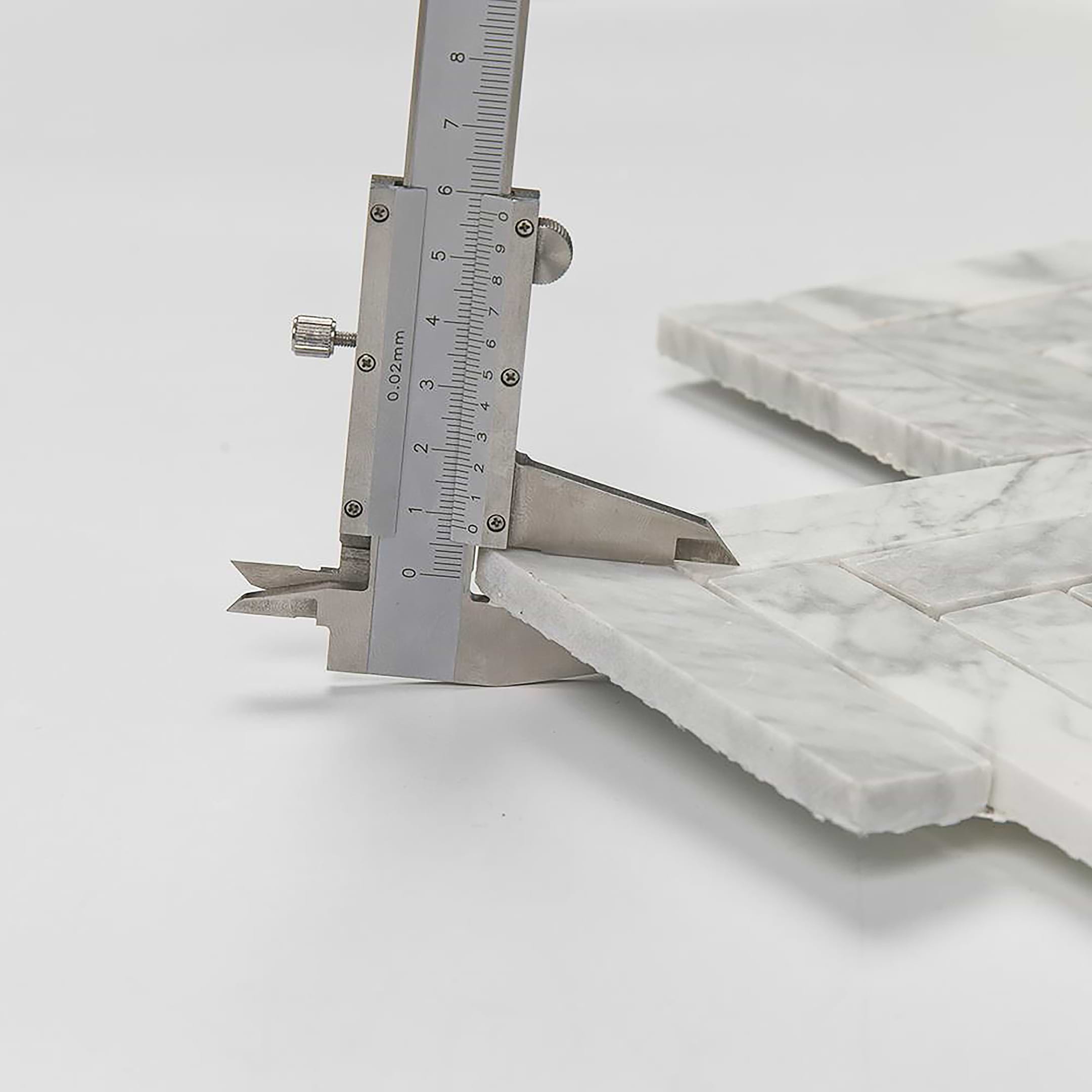 Carrara Mosaic Herringbone 1x4 Honed Marble - Image 3