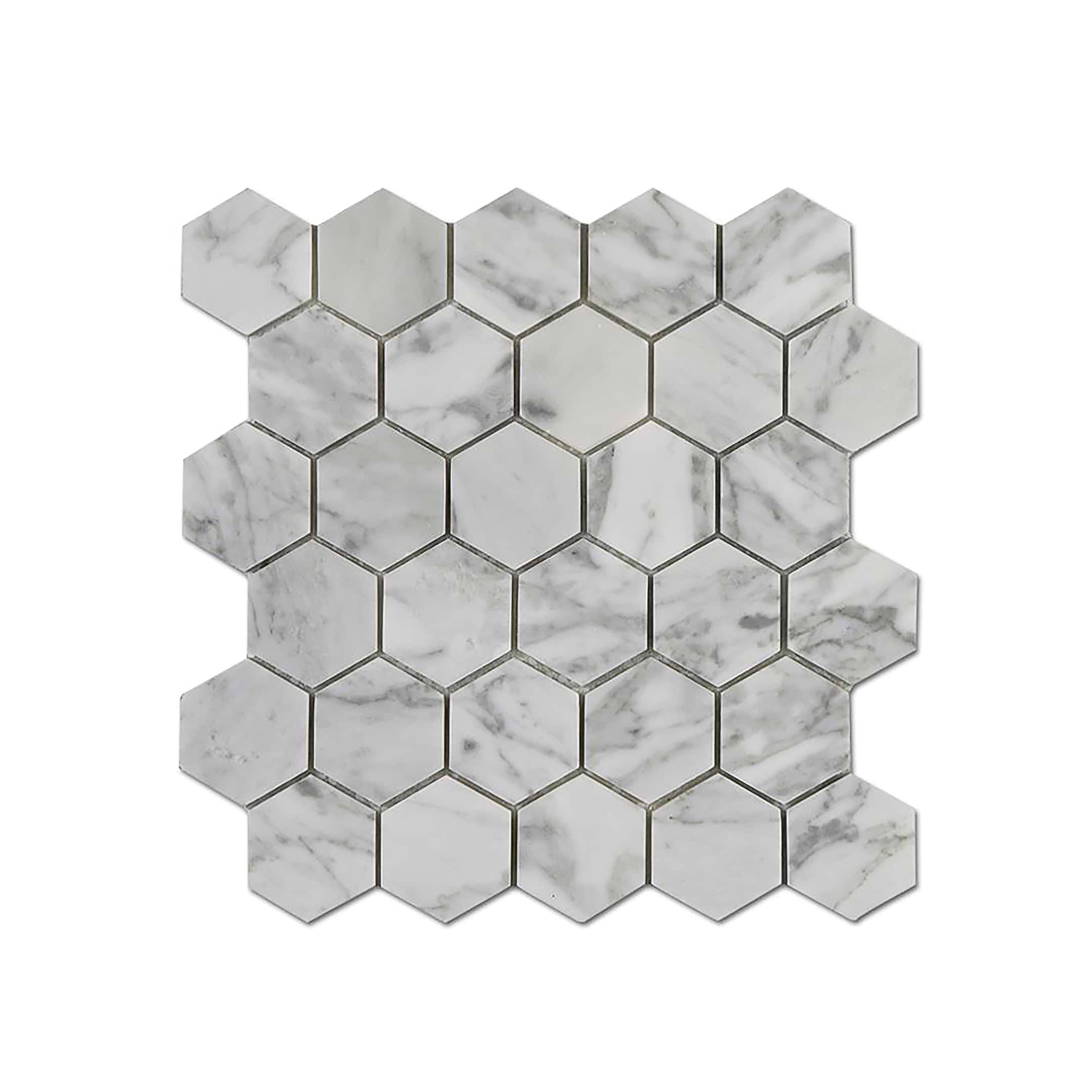 Carrara Mosaic Hexagon 2x2 Honed Marble