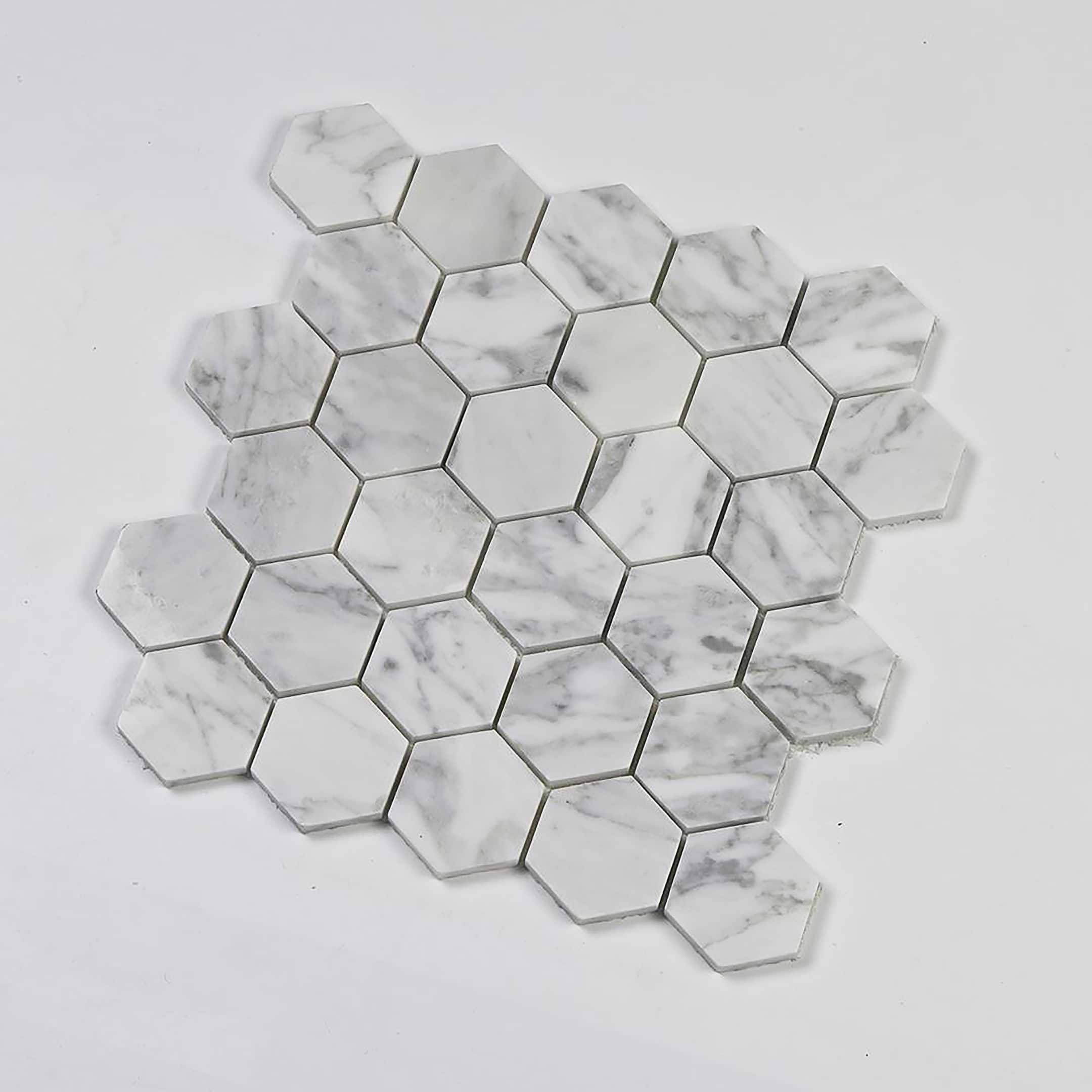 Carrara Mosaic Hexagon 2x2 Honed Marble - Image 3