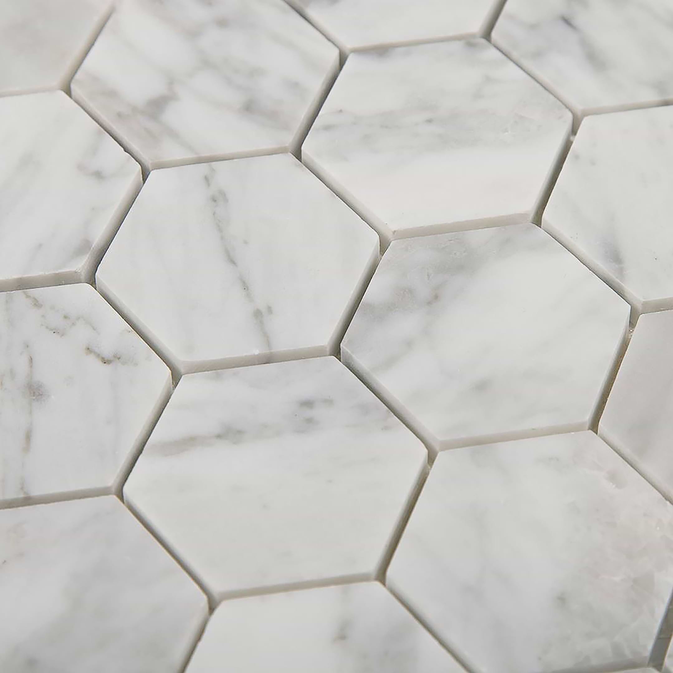 Carrara Mosaic Hexagon 2x2 Honed Marble - Image 4