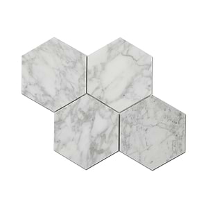 Carrara Mosaic Hexagon 5x5 Honed Marble