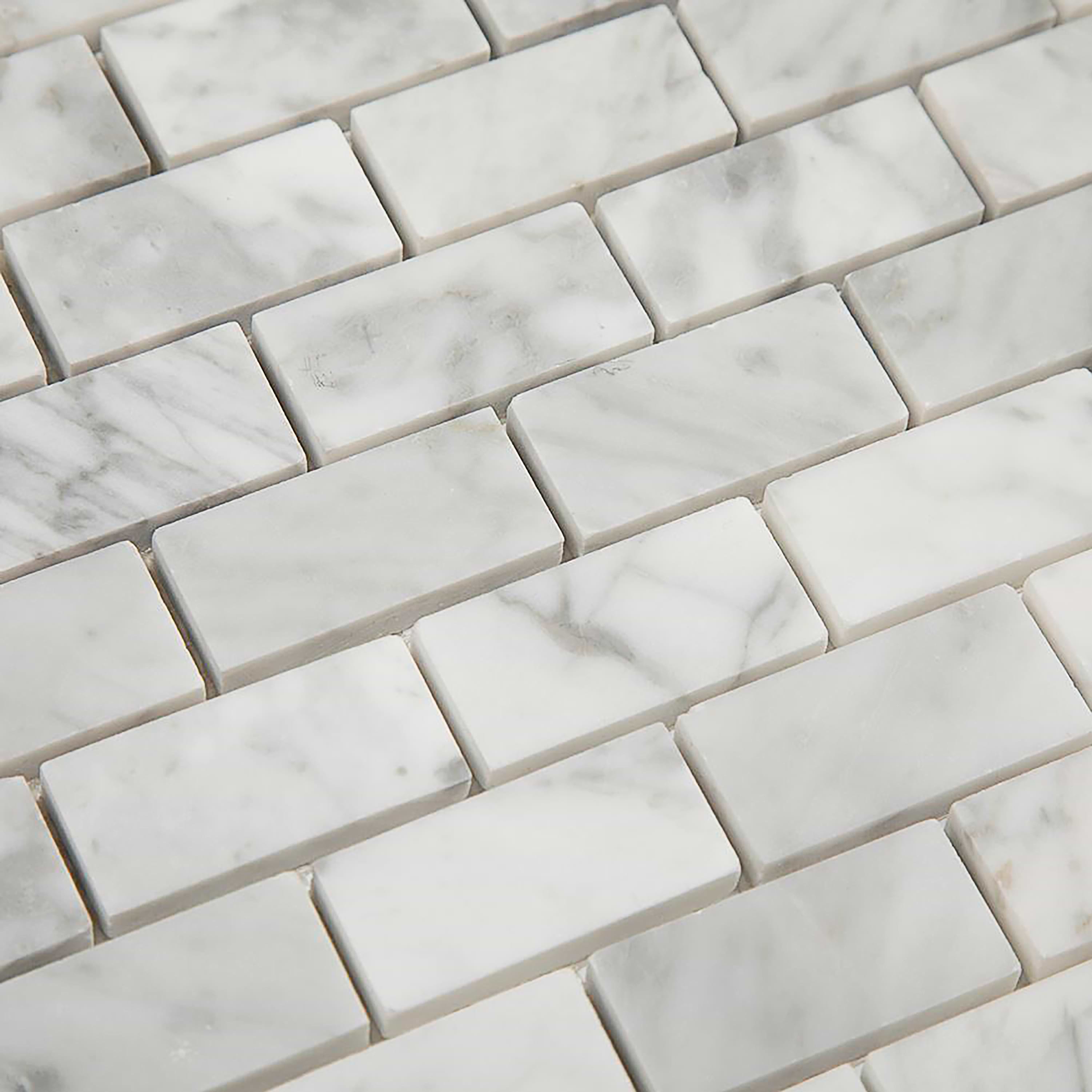 Carrara Mosaic Offset 1x2 Honed Marble - Image 5