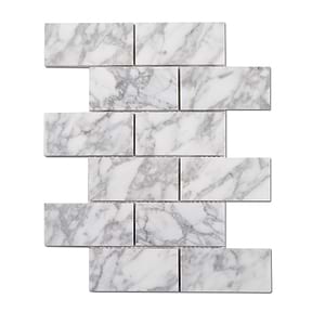 Carrara Mosaic Offset 2x4 Polished Marble
