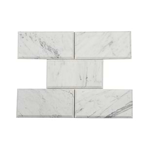 Carrara Tile Offset Beveled 3x6 Honed Marble