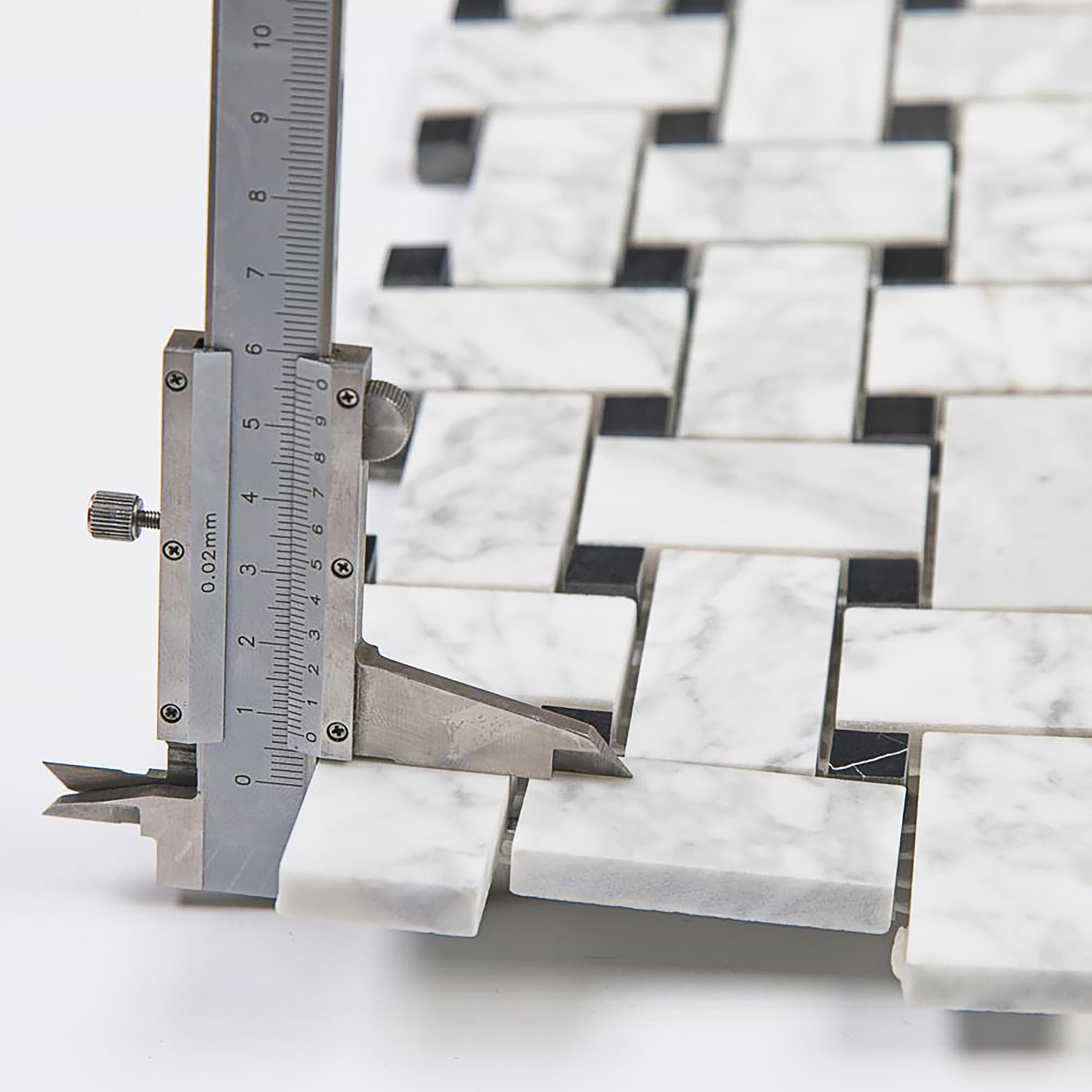 Carrara Mosaic with Negro Marquina Basketweave Honed Marble - Image 4