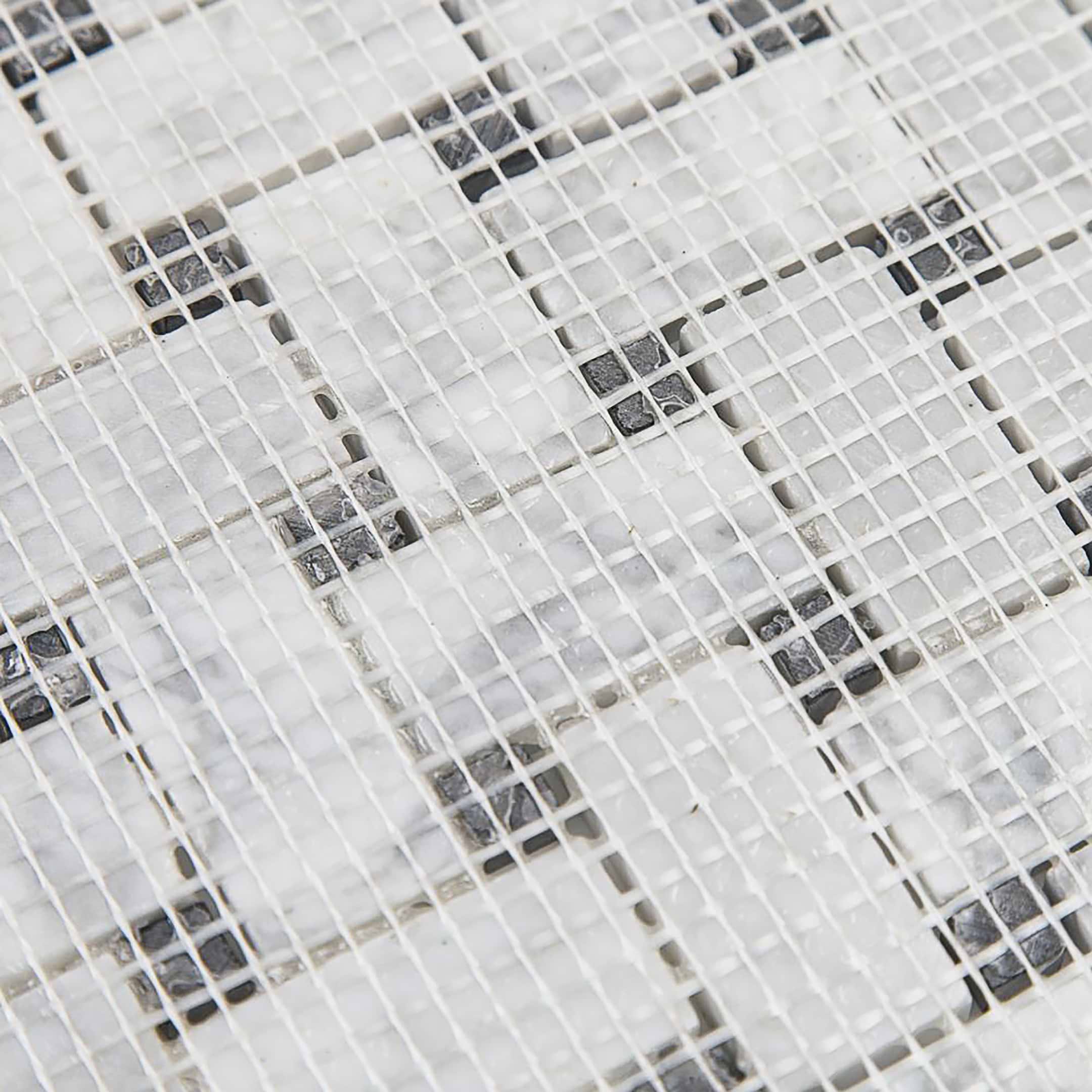Carrara Mosaic with Negro Marquina Basketweave Honed Marble - Image 3