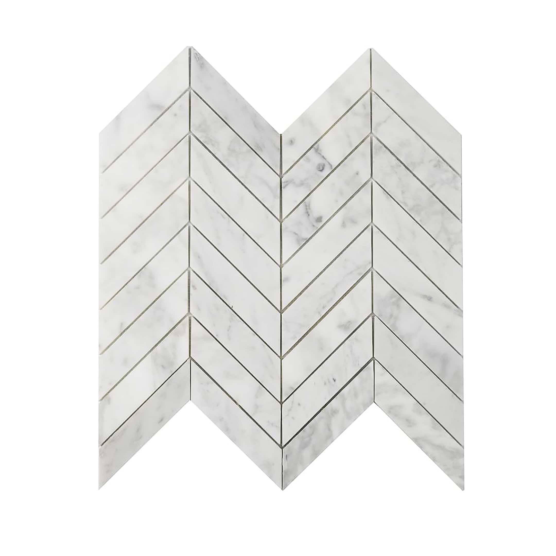 Carrara Mosaic Chevron 1x4 Polished Marble
