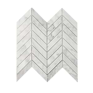 Carrara Mosaic Chevron 1x4 Polishedย Marble