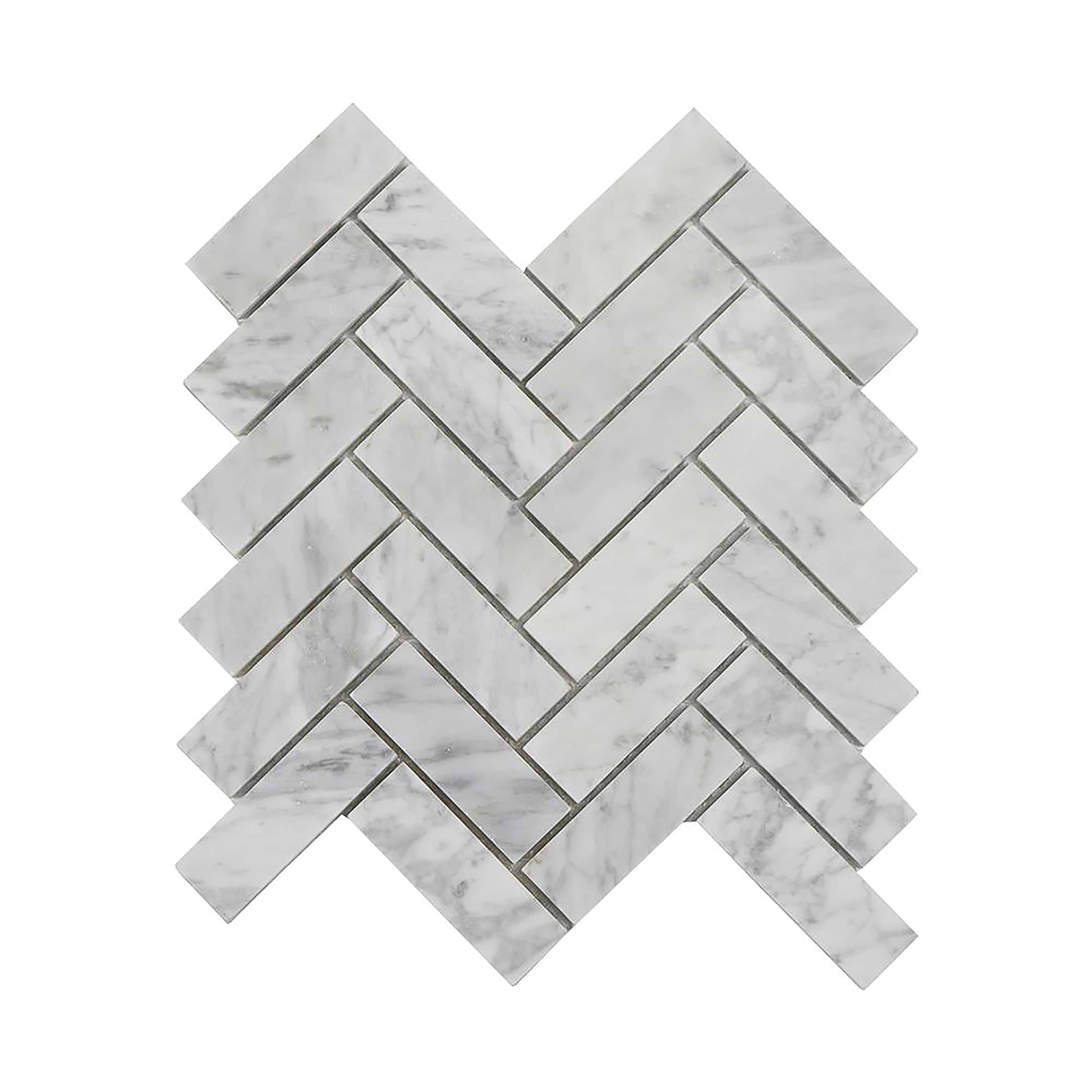 Carrara Mosaic Herringbone 1x3 Polished Marble