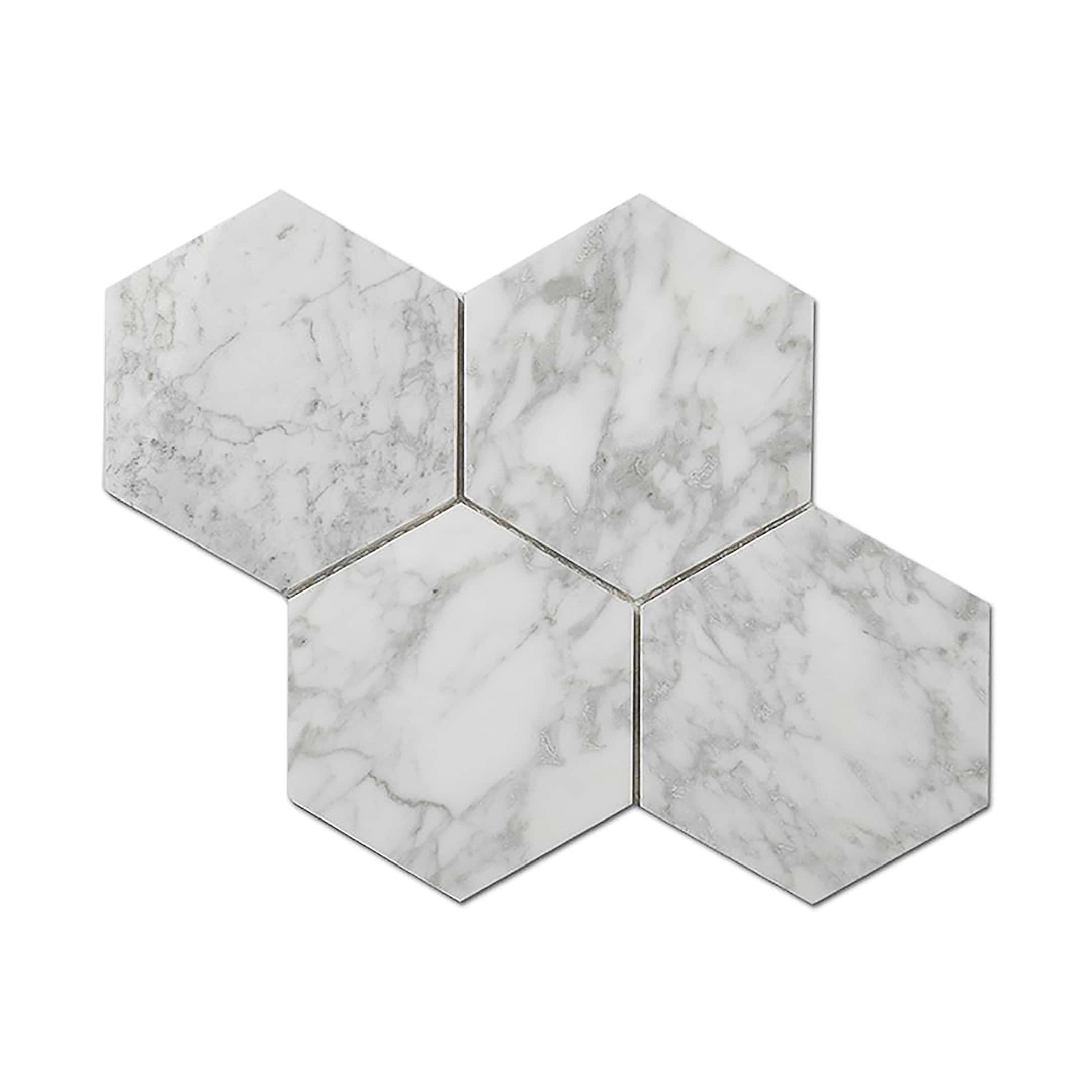 Carrara Mosaic Hexagon 5x5 Polished Marble