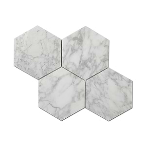 Carrara Mosaic Hexagon 5x5 Polishedย Marble