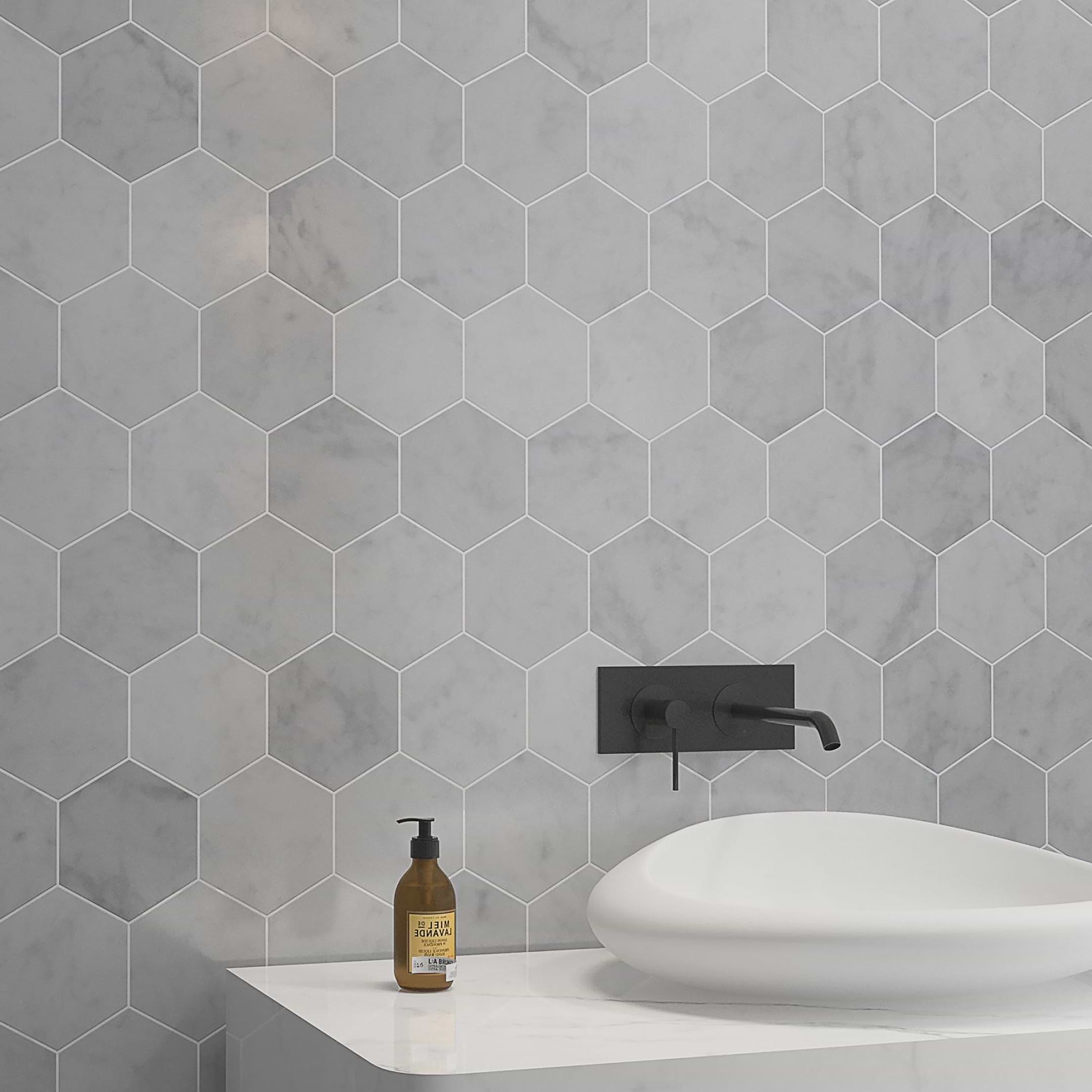 Carrara Mosaic Hexagon 5x5 Polished Marble - Image 2