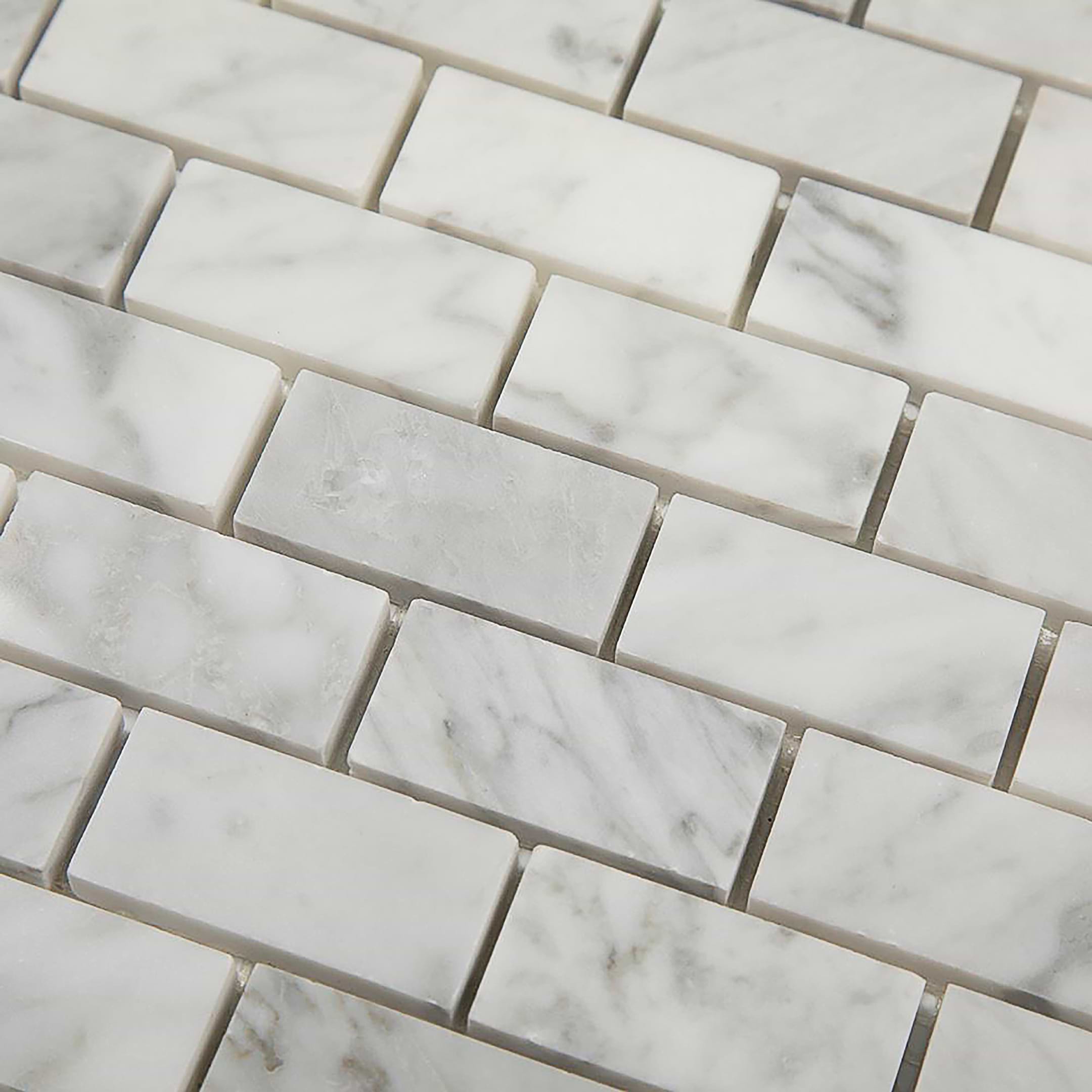 Carrara Mosaic Offset 1x2 Polished Marble - Image 4