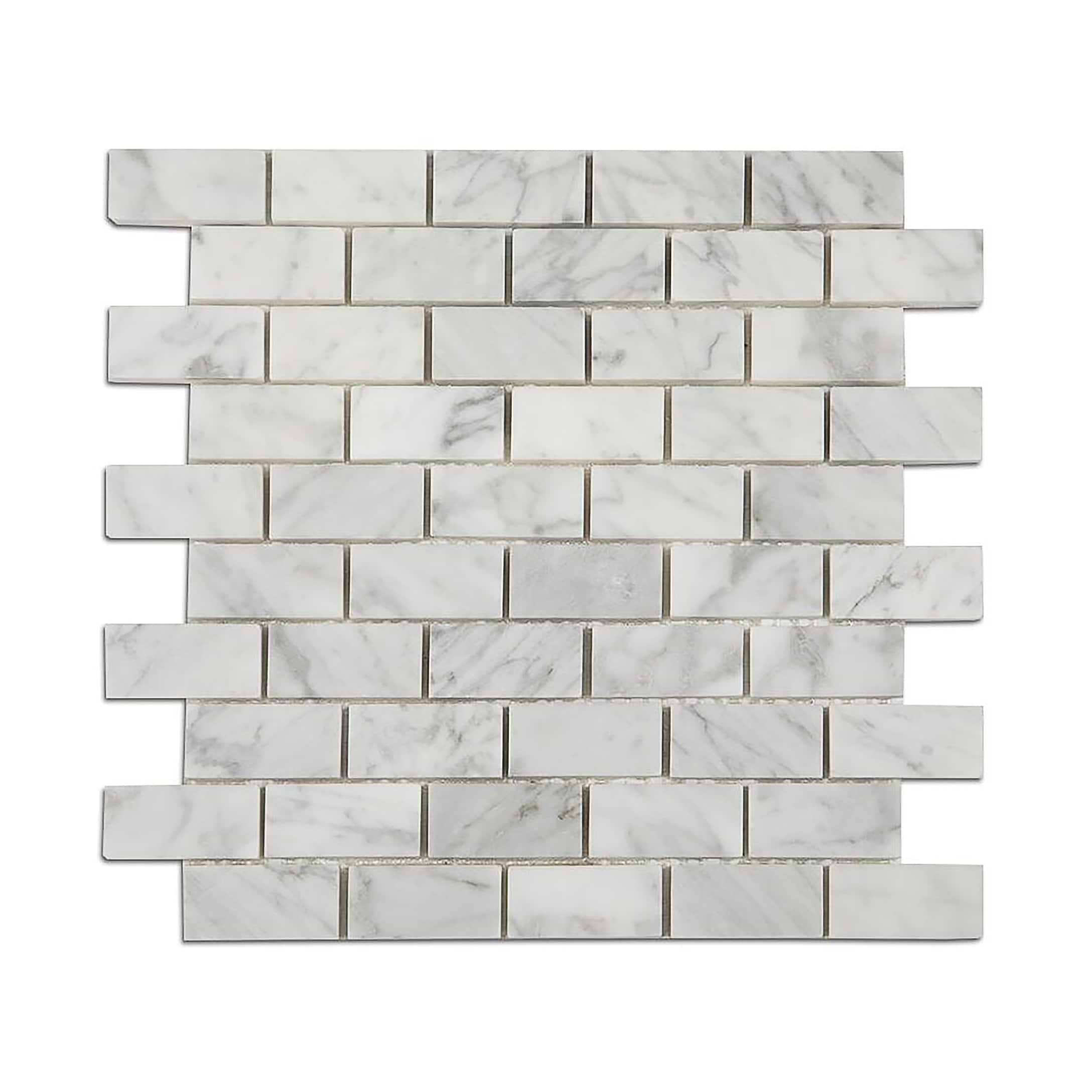 Carrara Mosaic Offset 1x2 Polished Marble