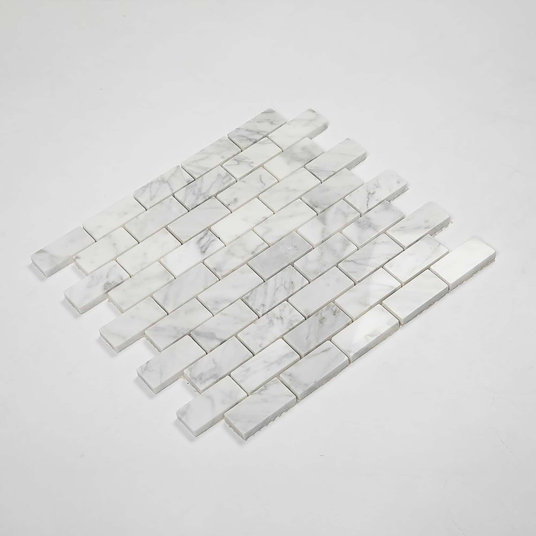 Carrara Mosaic Offset 1x2 Polished Marble - Image 2