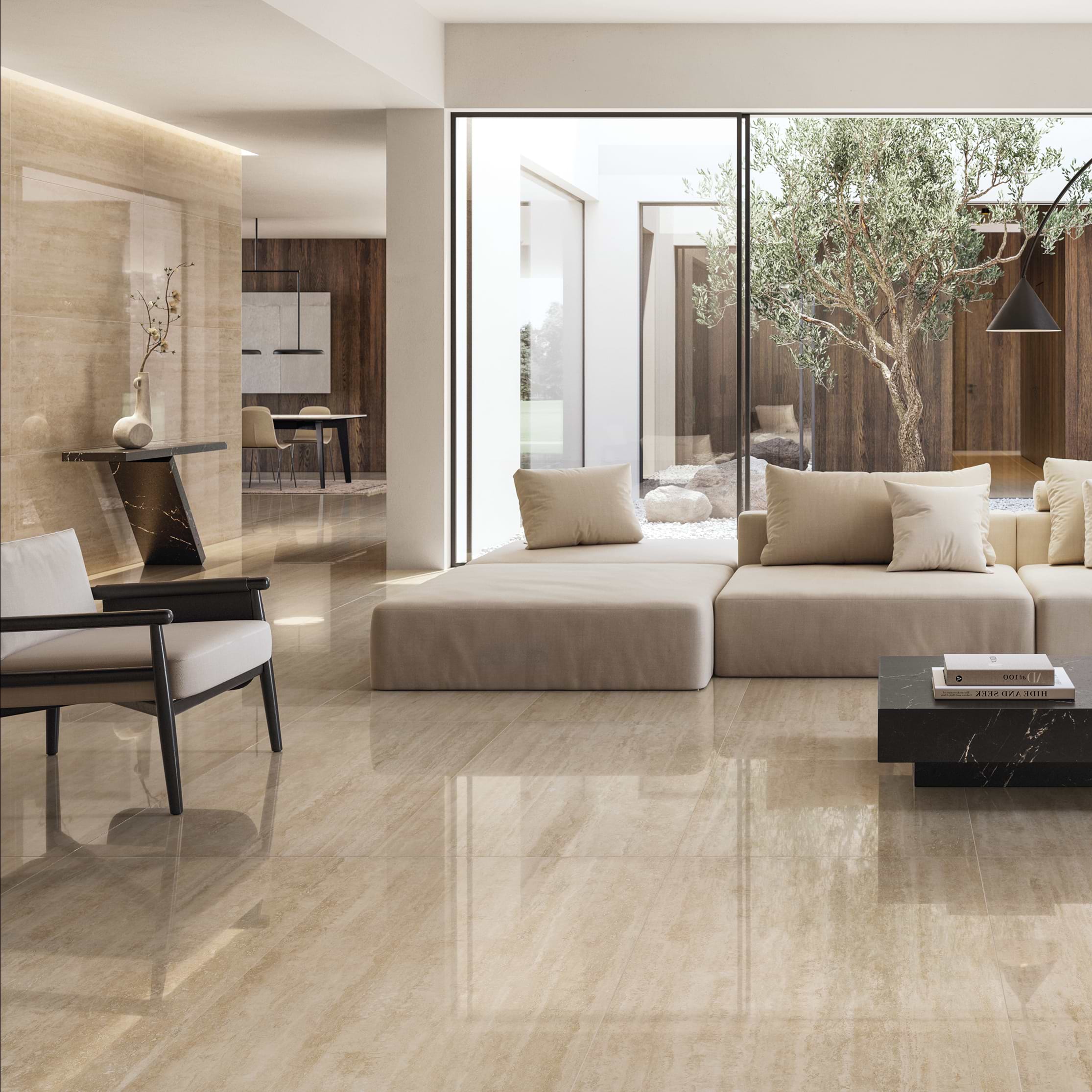 Prestigio Travertino Beige 30x60 Polished Porcelain Tile - Image 2