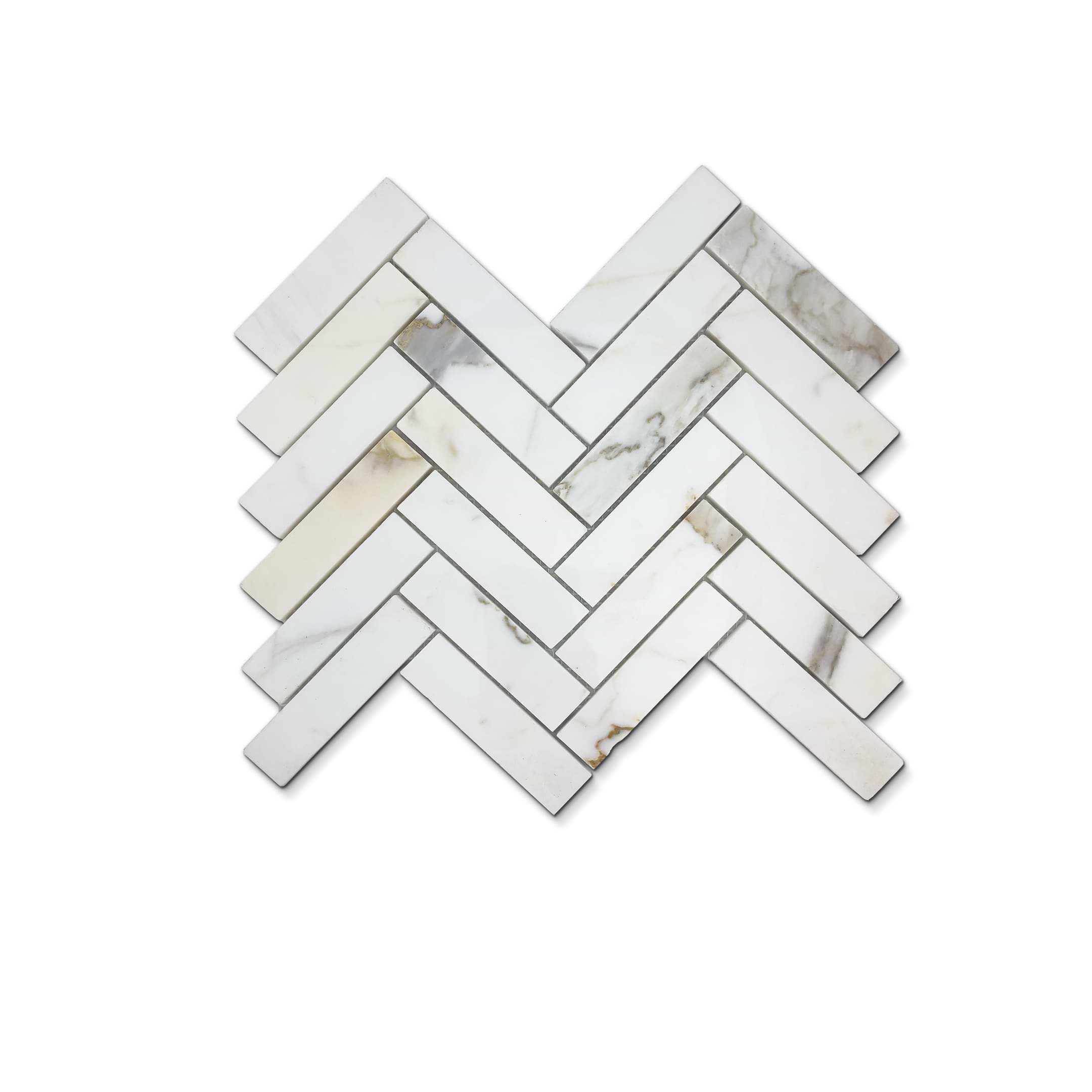 Calacatta Gold Herringbone 1x4 Polished Mosaic